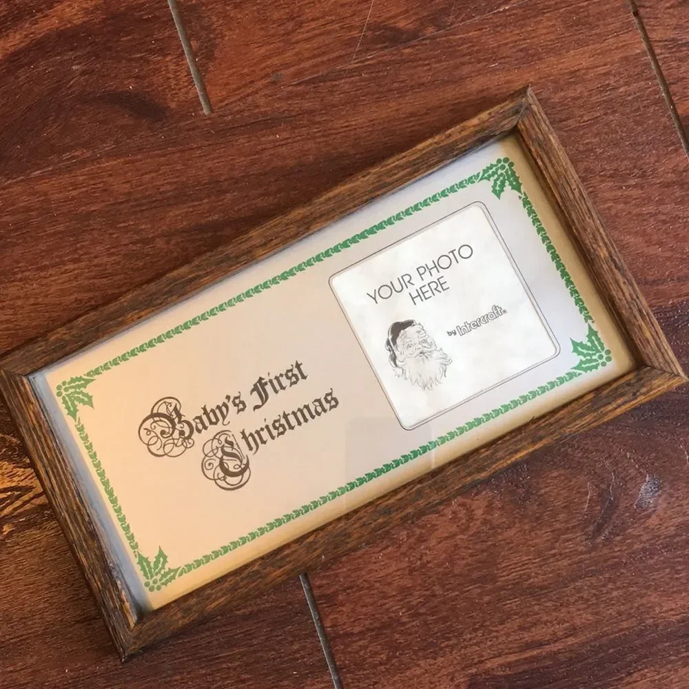 New VTG Christmas Frame Holds 3”X3” Photo